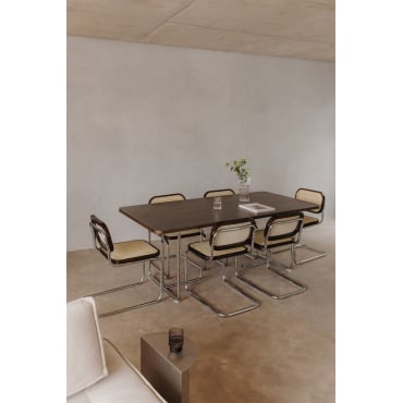 Rechthoekige Eettafel In Mdf En Roestvrij Staal Tento Walnootfineer & 200 X 100 Cm - Sklum