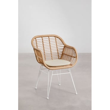 Zole Tuinstoel Van Synthetisch Riet Wit & Beige – Crème - Sklum