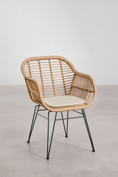 Verpakking van 2 Zole synthetische rieten eetkamerstoelen - Zwart