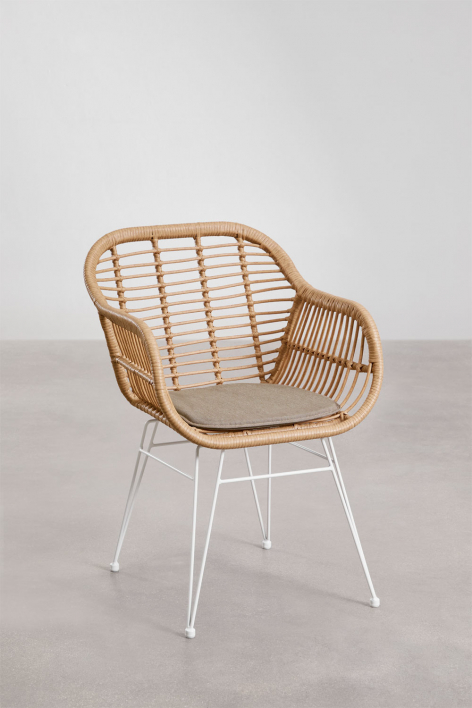 Verpakking van 4 Zole synthetische rieten eetkamerstoelen - Wit