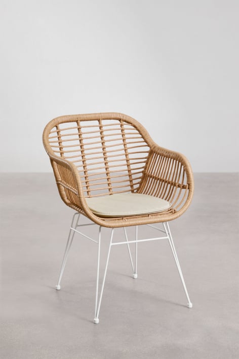 Verpakking van 4 Zole synthetische rieten eetkamerstoelen - Wit