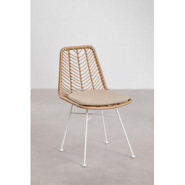Verpakking Van 4 Gouda Natural Kunststof Rotan Tuinstoelen Natuurlijk & Wit & Bruin – Zand - Sklum