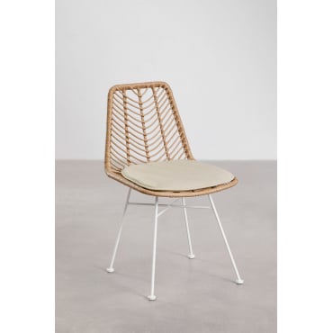 Set Van 2 Gouda Natural Synthetische Rotan Eetkamerstoelen Natuurlijk & Wit & Beige – Crème - Sklum