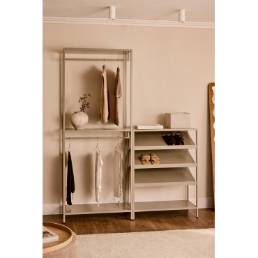 Janine 2-delige Open Modulaire Kledingkast Met Een Lage Stalen Garderobe En Schoenenrek Bruin - Mokka - Sklum
