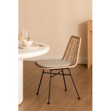 Verpakking Van 4 Gouda Natural Synthetische Rotan Eetkamerstoelen Natuurlijk & Zwart & Bruin – Zand - Sklum