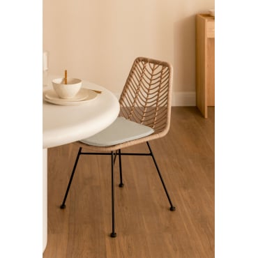 Gouda Natural Synthetische Rotan Eetkamerstoel Natuurlijk & Zwart & Beige – Crème - Sklum