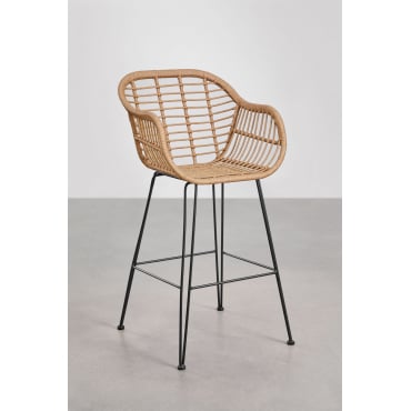Set Van 2 Hoge Krukken Van Synthetisch Rieten Zole ↑75 Cm & Geen Kussen - Sklum