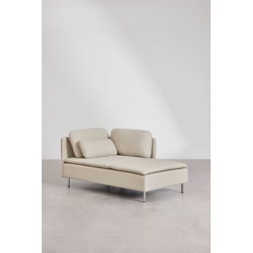 Rechter Chaise Longue Module Met Armleuningen Voor Oriol Modulaire Bank Stof Crème Beige - Sklum