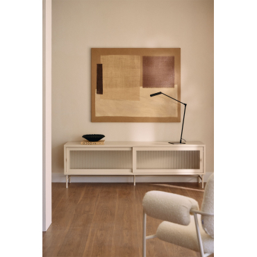 Paoline Tv-meubel 180x40 Cm In Staal En Glas Beige – Crème - Sklum