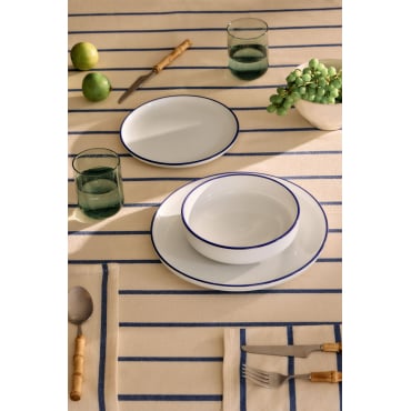 Servies Van 12 Stuks In Ronilena Steengoed Ken Blauw - Gardenia Wit - Sklum