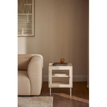 Paoline Bijzettafel Van Staal En Glas Beige – Crème - Sklum