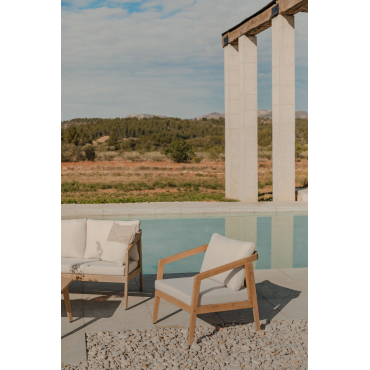 Set Van 2 Kaela Acaciahouten Tuinstoelen Lichte Acaciekleur & Stof Gardenia Wit - Sklum