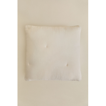 Becourd Vierkant Katoenen Gaas Kussen (50x50 Cm) Beige – Crème - Sklum