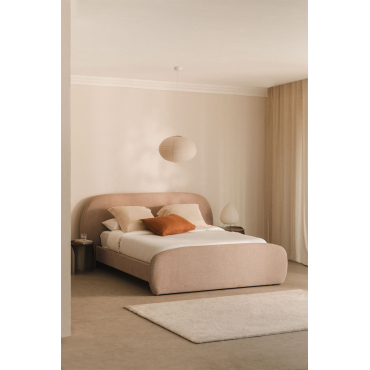 Brunel Bouclé Stoffen Bed Licht Zandbruin Bouclé & 180 X 200 Cm - Sklum