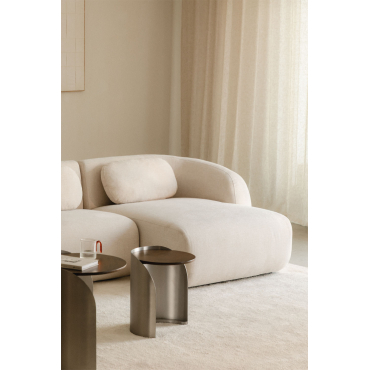 Rechter Chaise Longue-module Voor Coquette Chenille Modulaire Bank Stof Chenille Beige – Crème - Sklum