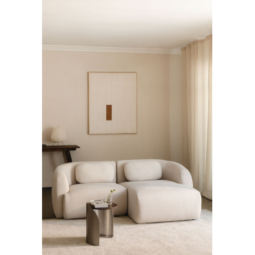 Coquette 2-delige Chenille Modulaire Bank Met Chaise Longue Stof Chenille Beige – Crème - Sklum