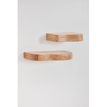 Set Van 2 Wandplanken Met Opbergruimte Van Acaciahout Nireimi ↔︎ 40 Cm - ↔︎ 60 Cm - Sklum