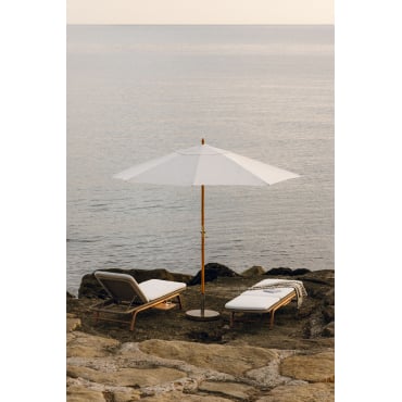 Parasol Ø290 Cm In Stof En Hout Cretas Gardenia Wit - Sklum