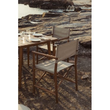 Olivia Opvouwbare Tuinregisseursstoel In Acaciahout Beige - Semoline & Donker Acaciabruin - Sklum