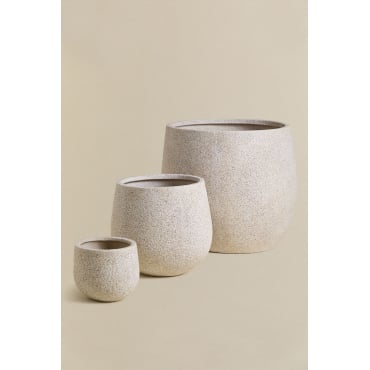 Set Van 3 Buitenpotten Ø20 Cm / Ø35 Cm / Ø50 Cm In Polyresin Ugor Licht Zandbruin - Sklum