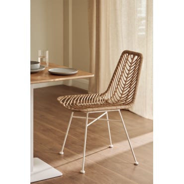 Set Van 2 Gouda Natural Synthetische Rotan Eetkamerstoelen Natuurlijk & Wit & Geen Kussen - Sklum