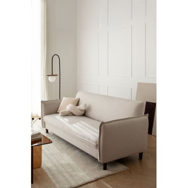 3-zits Relaxbank In Shung-stof Stof Crème Beige - Sklum