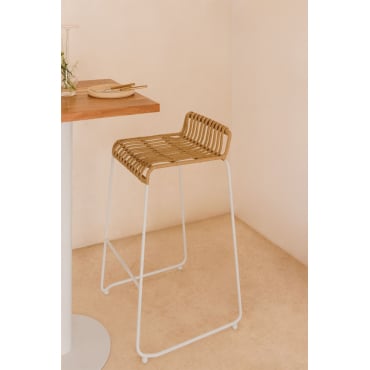 Aroa Hoge Kruk Van Synthetisch Rotan ↑75 Cm & Wit - Sklum