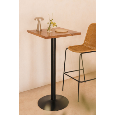 Vierkante Hoge Bartafel Van Acacia Hout Macchiato ↔︎ 60 Cm & Zwart - Sklum