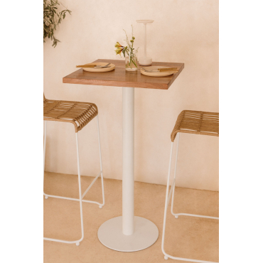 Vierkante Hoge Barkruk Van Macchiato Acaciahout ↔︎ 60 Cm & Wit - Sklum