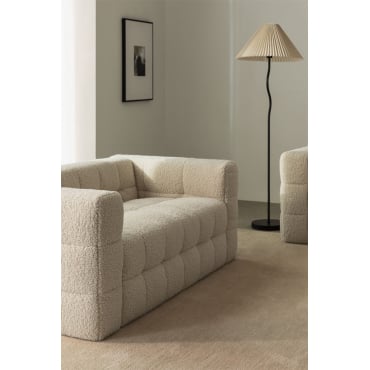 Harriet 2-zits Schapenvacht Bank Chenille Crème Beige - Sklum