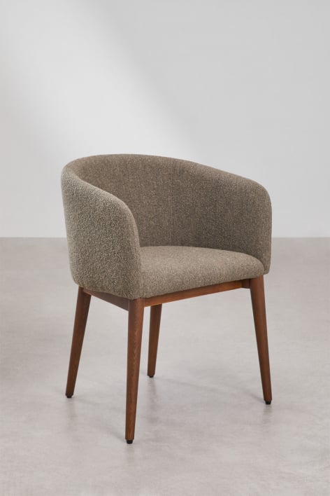 Set van 4 Bunia gestoffeerde eetkamerstoelen met armleuningen - Bouclé Bruin - Tarwe