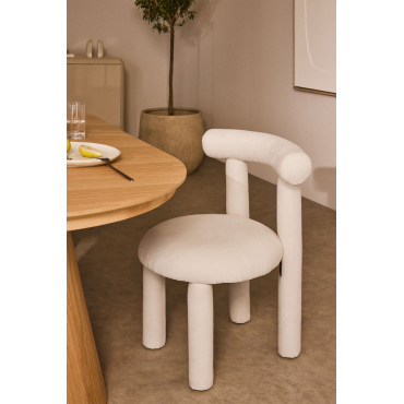 Set Van 2 Eetkamerstoelen In Bouclé Stof Gia Stof Gebroken Wit - Sklum