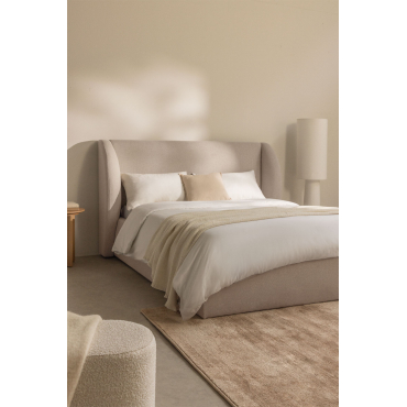 Bed In Cabargi Fabric Stof Beige & 160 X 200 Cm - Sklum