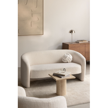 Gombren 2-zits Schapenvachtbank Chenille White - Sklum
