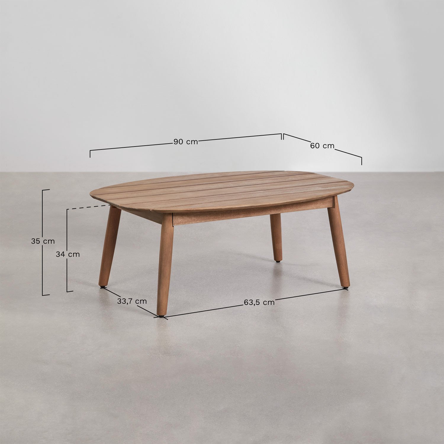 Tuinset met een 2-zitsbank, 2 fauteuils en een salontafel in Aderyn eucalyptushout, AFMETINGEN