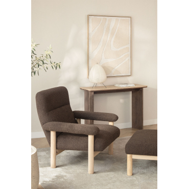 Set Van 2 Bernia Gestoffeerde Essenhouten Fauteuils Bouclé Chocolade Bruin - Sklum