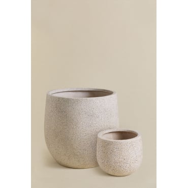 Set Van 2 Buitenpotten Ø20 Cm / Ø50 Cm In Polyresin Ugor Licht Zandbruin - Sklum