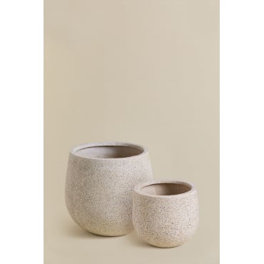 Set Van 2 Buitenpotten Ø20 Cm / Ø35 Cm In Polyresin Ugor Licht Zandbruin - Sklum