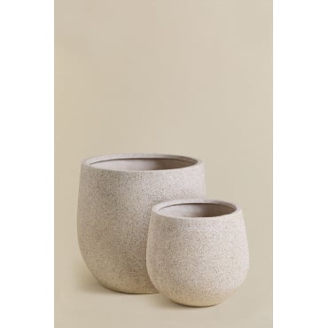 Set Van 2 Buitenpotten Ø35 Cm / Ø50 Cm In Polyresin Ugor Licht Zandbruin - Sklum