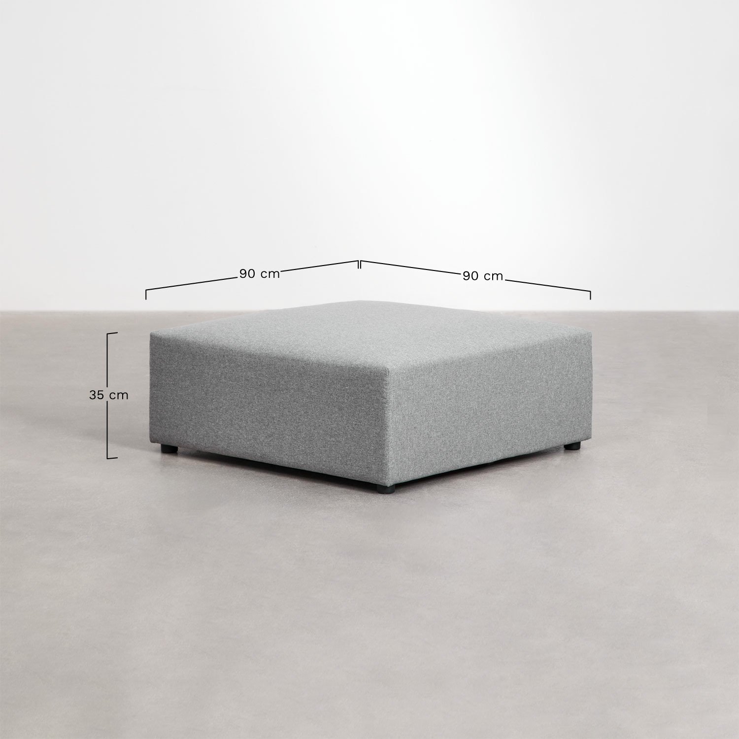 Poef van 90x90 cm voor modulaire bank Kata, AFMETINGEN