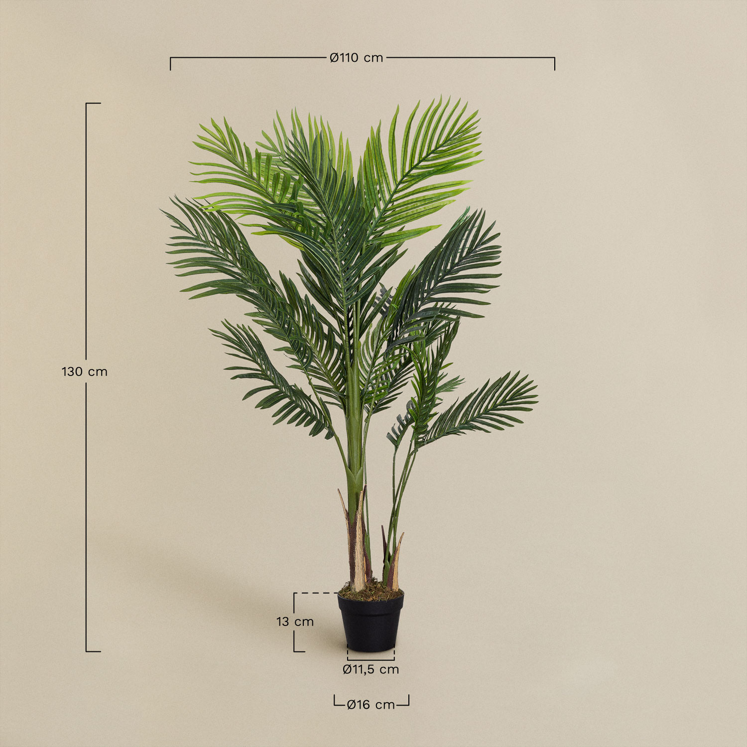 Kunstplant Palmboom 130 cm, AFMETINGEN
