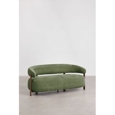 Jolie 2-zitsbank In Chenillestof Donker Hout & Chenille Sage Green - Sklum