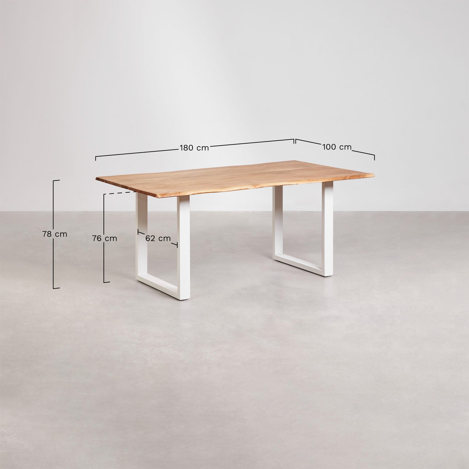 Rechthoekige eettafel van Sami-acaciahout   , AFMETINGEN