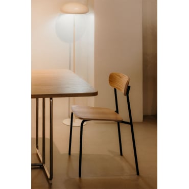 Stapelbare Eetkamerstoel Van Ijzer En Hout Wilpier Zwart & Natuurlijk Hout - Sklum