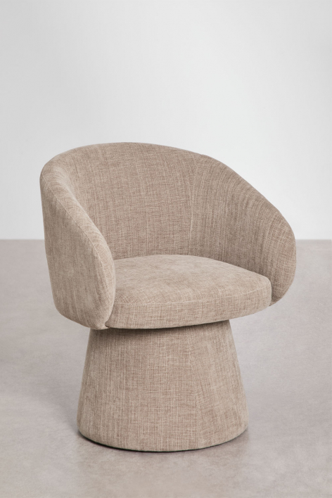 Set van 2 Flavian gestoffeerde draaibare eetkamerstoelen met armleuningen - Stof Grijs – taupe