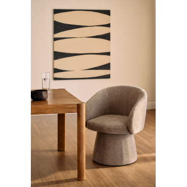 Set Van 4 Flavian Gestoffeerde Draaibare Eetkamerstoelen Met Armleuningen Stof Grijs – Taupe - Sklum