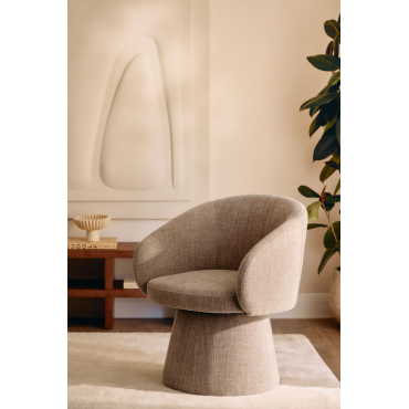 Flavische Gestoffeerde Draaifauteuil Stof Grijs – Taupe - Sklum