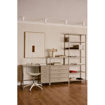 Bureau Set Met Lades, Ladekast En Stalen Plank Janine Moka Bruin - Sklum