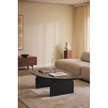 Mangohouten Salontafel (135x80 Cm) Bedum Gewoon Zwart - Sklum