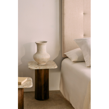 Square Bedside Table 40x40 Cm Merieines Beige Marmer Panther & ↑50 Cm - Sklum